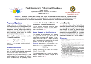 Real Solutions to Polynomial Equations Frank Sottile Japanese-American Frontiers of Science December 2007