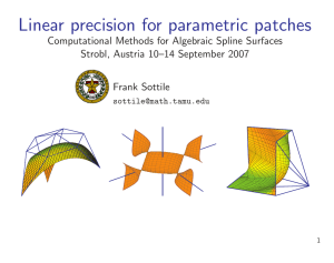 Linear precision for parametric patches Computational Methods for Algebraic Spline Surfaces