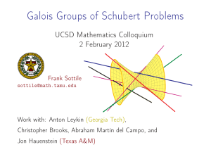 Galois Groups of Schubert Problems UCSD Mathematics Colloquium 2 February 2012 Frank Sottile