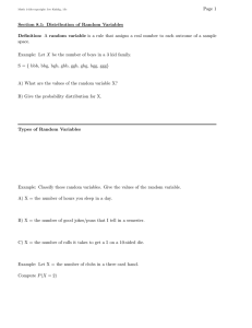 Page 1 Section 8.1: Distribution of Random Variables