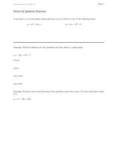 Page 1 Section Q: Quadratic Functions