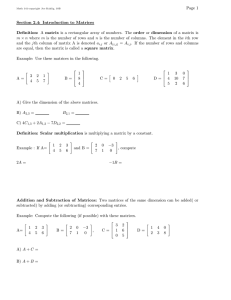 Page 1 Section 2.4: Introduction to Matrices