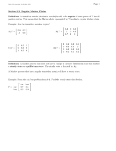 Page 1 Section 9.2: Regular Markov Chains