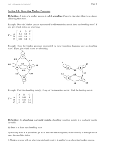 Page 1 Section 9.3: Absorbing Markov Processes