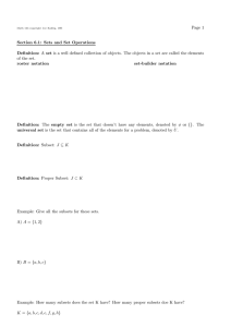 Page 1 Section 6.1: Sets and Set Operations