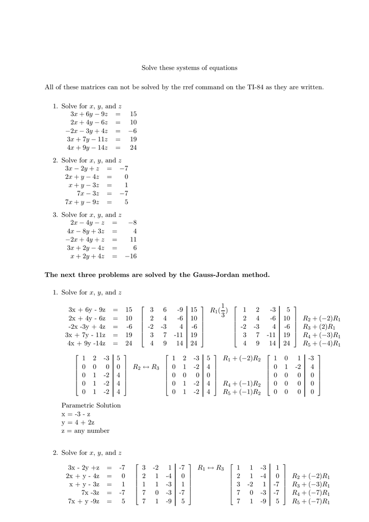 Solve These Systems Of Equations