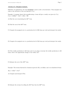 Page 1 Section 3.7: Marginal Analysis