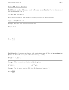 Page 1 Section 4.2: Inverse Functions
