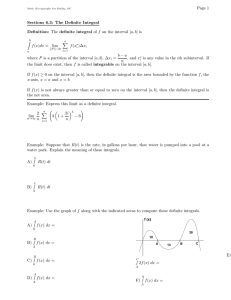 Page 1 Sections 6.3: The Definite Integral Definition: