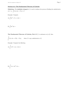 Page 1 Sections 6.4: The Fundamental Theorem of Calculus