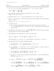 1 Math 171 Exam I Answers February 14, 2002