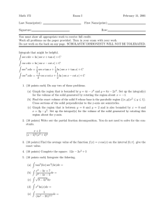 Math 172 Exam I February 15, 2001 Last Name(print):