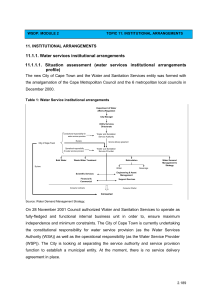 11.1.1. Water services institutional arrangements