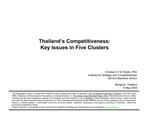 Thailand’s Competitiveness: Key Issues in Five Clusters