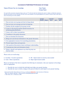 Assessment of Individual Performance in Groups  Your Name: