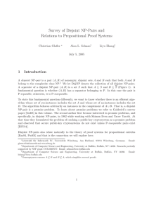 Survey of Disjoint NP-Pairs and Relations to Propositional Proof Systems 1 Introduction