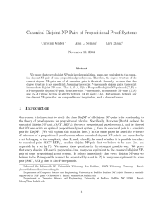 Canonical Disjoint NP-Pairs of Propositional Proof Systems Christian Glaßer Alan L. Selman