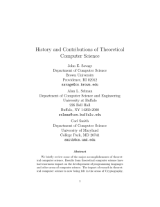 History and Contributions of Theoretical Computer Science