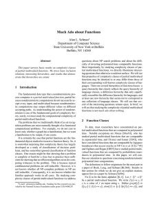 Much Ado about Functions Alan L. Selman Department of Computer Science