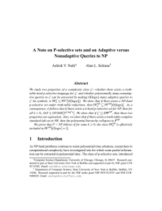 A Note on P-selective sets and on Adaptive versus