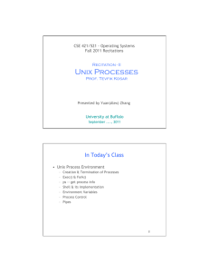 Unix Processes In Today’s Class 9/13/11 CSE 421/521 - Operating Systems