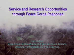 Service and Research Opportunities through Peace Corps Response Curt Holder