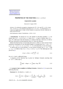 PROPERTIES OF THE FUNCTION = x/π(x) PANAYIOTIS VLAMOS