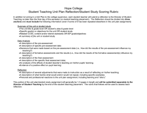 Hope College Student Teaching Unit Plan Reflection/Student Study Scoring Rubric