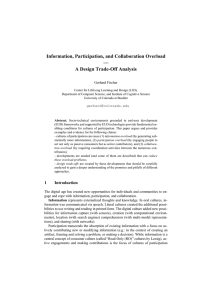 Information, Participation, and Collaboration Overload — A Design Trade-Off Analysis Gerhard Fischer