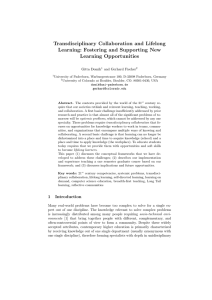 Transdisciplinary Collaboration and Lifelong Learning: Fostering and Supporting New Learning Opportunities