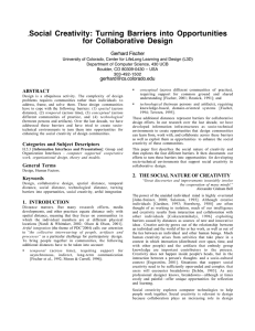 Social  Creativity:  Turning  Barriers  into ... for  Collaborative  Design Gerhard Fischer