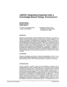 JANUS: Integrating  Hypertext with  a Gerhard  Flscher*
