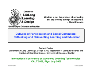 Cultures of Participation and Social Computing: