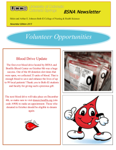 Volunteer Opportunities BSNA Newsletter  Blood Drive Update