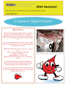 Volunteer Opportunities BSNA Newsletter Blood Drive