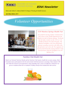 Volunteer Opportunities BSNA Newsletter 5210 Manitou Springs Health Fair