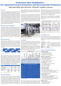 Continuous Beer Stabilization – For improved Process Economics and Environmental Protection Summary