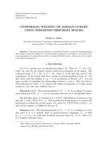 CONFORMAL WELDING OF JORDAN CURVES USING WEIGHTED DIRICHLET SPACES Gavin L. Jones