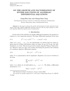 ON THE GROWTH AND FACTORIZATION OF ENTIRE SOLUTIONS OF ALGEBRAIC DIFFERENTIAL EQUATIONS