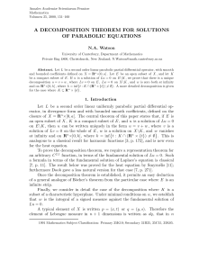 A DECOMPOSITION THEOREM FOR SOLUTIONS OF PARABOLIC EQUATIONS N.A. Watson