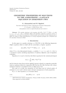 GEOMETRIC PROPERTIES OF SOLUTIONS TO THE ANISOTROPIC p-LAPLACE EQUATION IN DIMENSION TWO