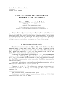 ANTICONFORMAL AUTOMORPHISMS AND SCHOTTKY COVERINGS Rub´ en A. Hidalgo and Antonio F. Costa