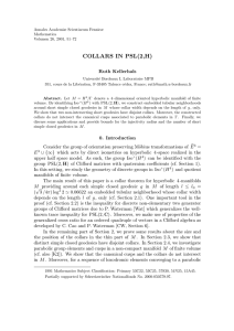COLLARS IN PSL(2,H) Ruth Kellerhals
