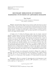 BOUNDARY BEHAVIOUR OF POSITIVE HARMONIC FUNCTIONS ON LIPSCHITZ DOMAINS Tom Carroll