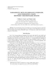 VARIABILITY SETS ON RIEMANN SURFACES AND FORGETFUL MAPS BETWEEN TEICHM ¨ ULLER SPACES