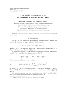 LINDEL ¨ OF THEOREMS FOR MONOTONE SOBOLEV FUNCTIONS Toshihide Futamura and Yoshihiro Mizuta