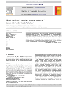 Journal of Financial Economics Global, local, and contagious investor sentiment Malcolm Baker