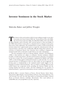 T Investor Sentiment in the Stock Market Malcolm Baker and Jeffrey Wurgler