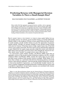 Predicting Returns with Managerial Decision Variables: Is There a Small-Sample Bias? ABSTRACT