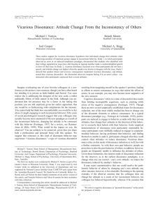 Vicarious Dissonance: Attitude Change From the Inconsistency of Others Benoıˆt Monin